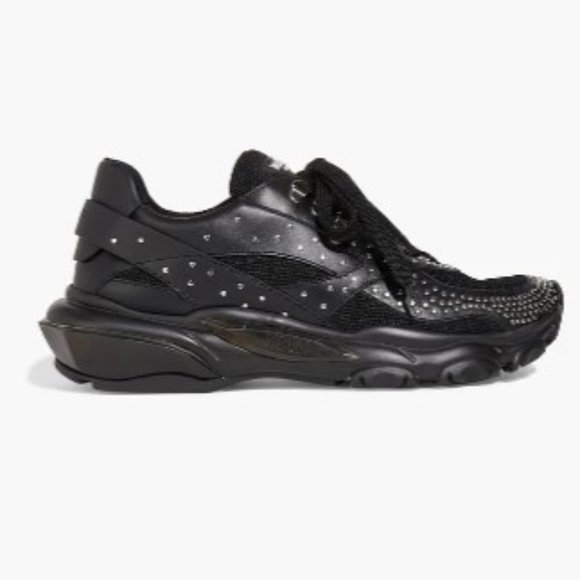 VALENTINO GARAVANI Studded leather and mesh sneakers sz 40.5 fits between 9-10